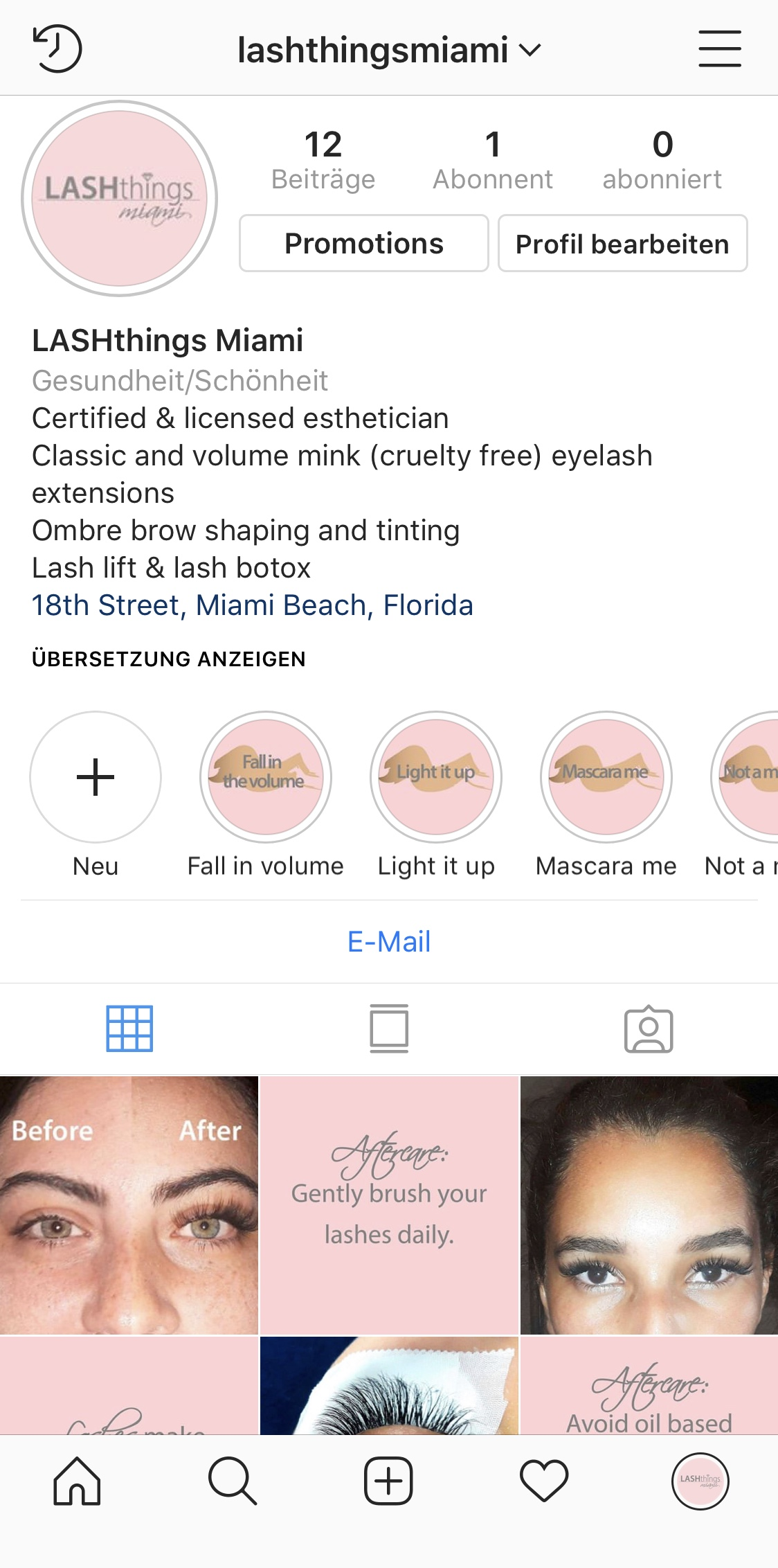 LASHthings Miami Instagram Page